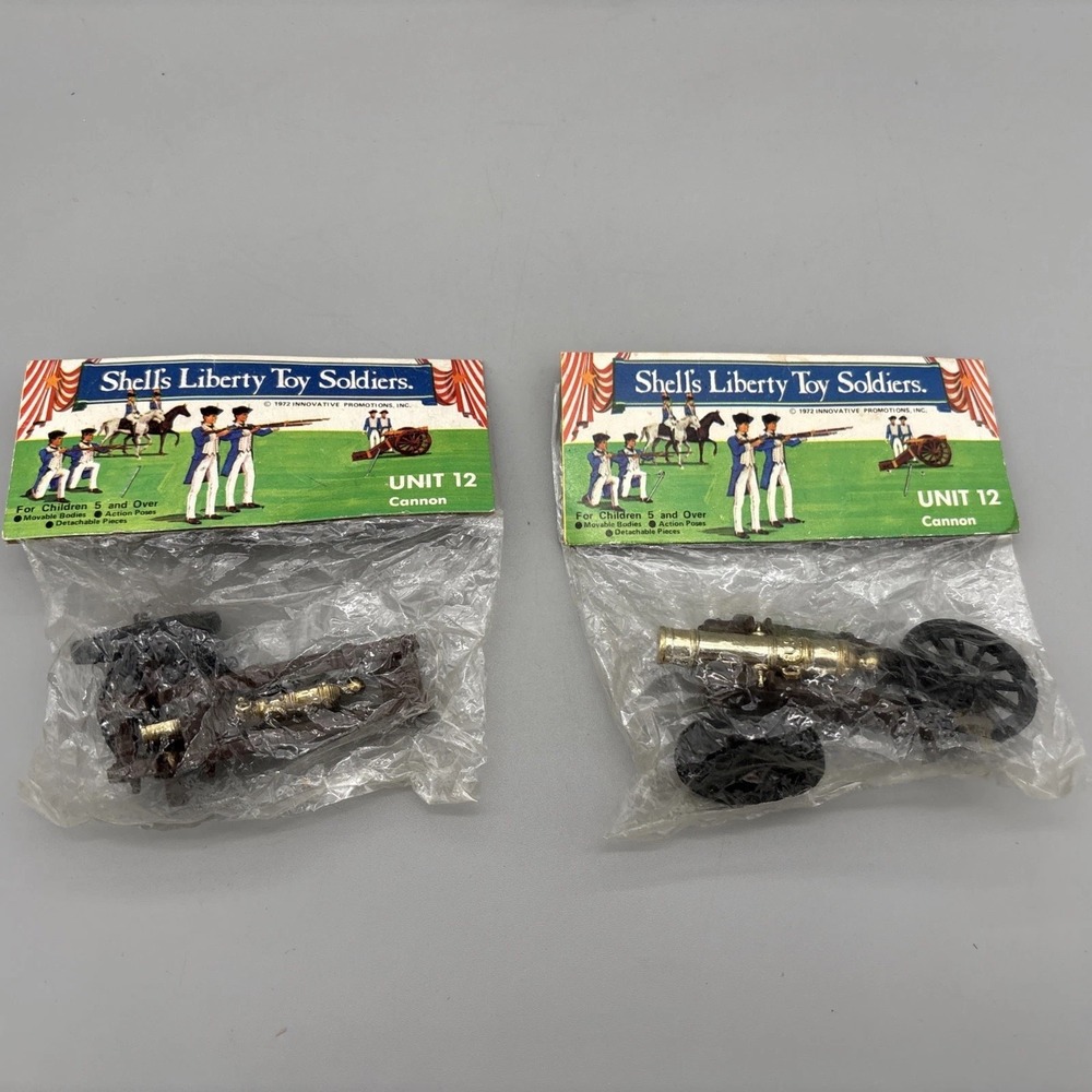 Unit 12 Shell's Liberty Toy Soldiers 1972 NEW Cannon (READ needs repair) TWO‎ 2